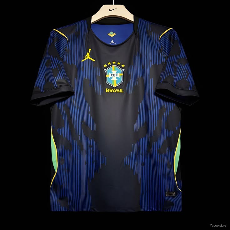Maillot Brésil Extérieur Noir & Bleu – 2026