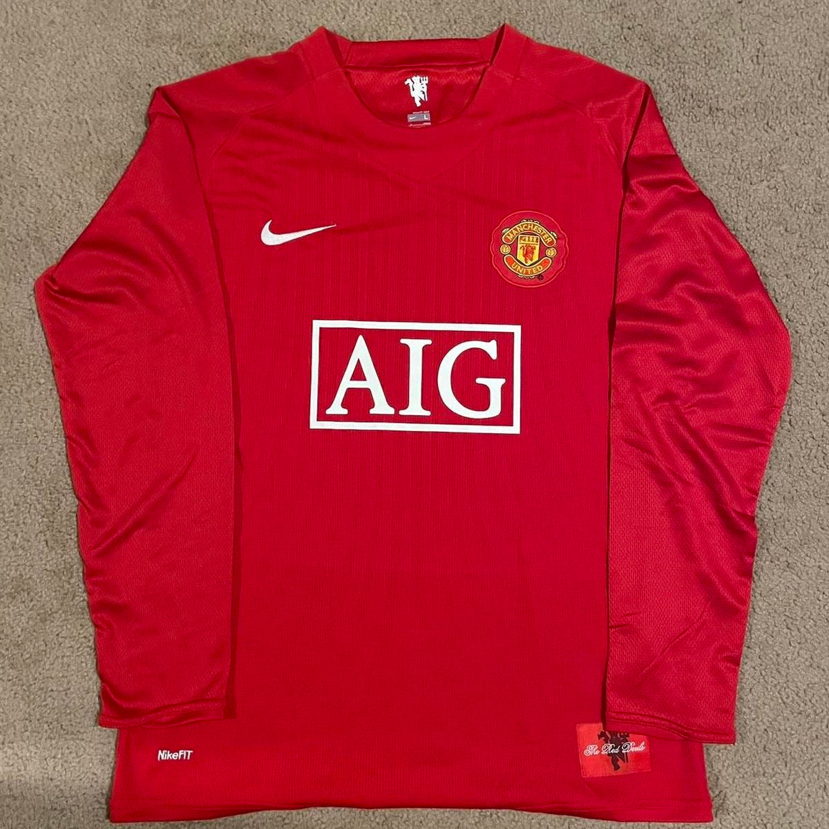 Maillot Manchester United – Nike AIG – Manches Longues (Édition Classique)