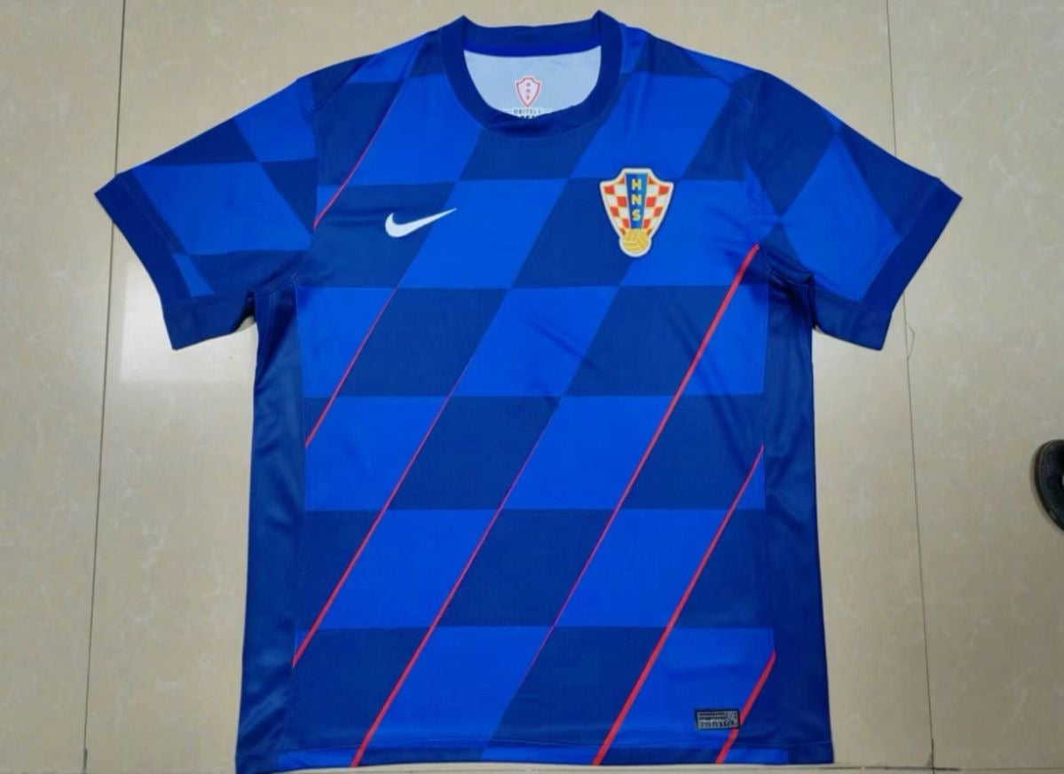 Maillot Croatie – Extérieur – Bleu à Motifs Géométriques