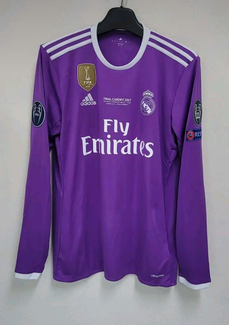 Maillot Real Madrid Final Cardiff 2017 – Officiel Adidas – Manches longues – Édition spéciale